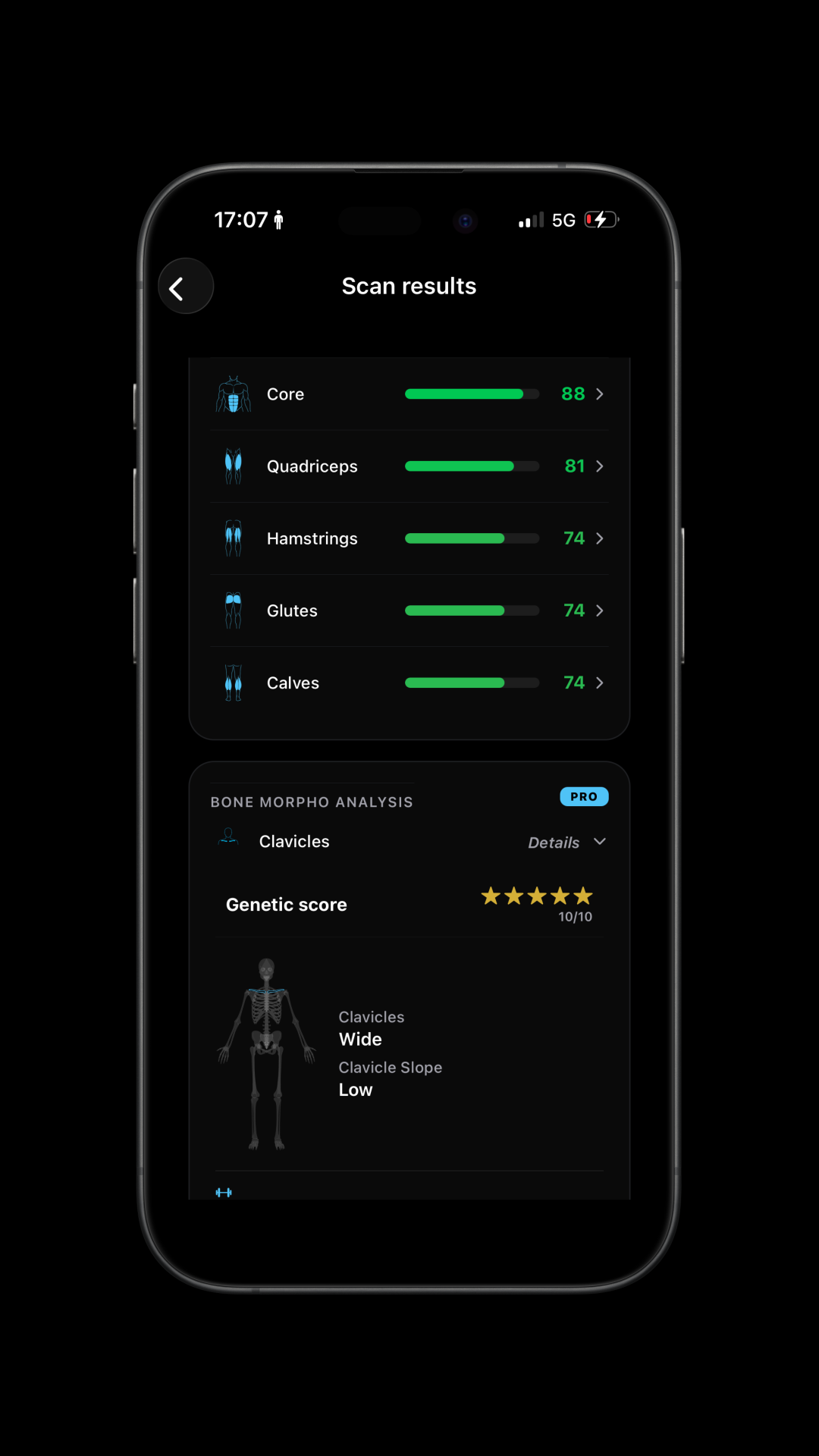 Phyziq muscle scores